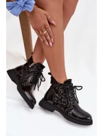 Lakované dámské botky D&A – černé, zateplené Lakované dámské botky D&A – černé, zateplené