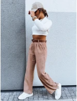 Dámské kalhoty s širokými nohavicemi EMERALD camel FashionStreet UY1692