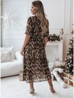 Jedna velikost ANIMALIA midi hnědé šaty FashionStreet EY2552