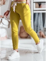 Dámské látkové chinos kalhoty s páskem ROSSALI hořčicové FashionStreet UY2533