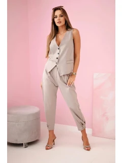 Set vesta + kalhoty tmavě béžová