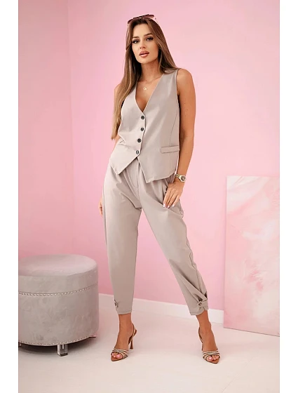 Set vesta + kalhoty tmavě béžová