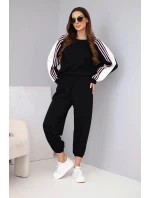 Dámský máslový komplet s lampasem a elastickým lemem černý