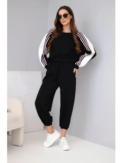 Dámský máslový komplet s lampasem a elastickým lemem černý