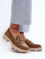 Dámské semišové mokasíny s ozdobou D&A TW117 hnědé