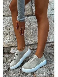 Polobotky Sneakersy na platformě z přírodního semiše béžové Blushy