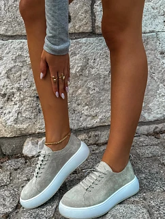 Polobotky Sneakersy na platformě z přírodního semiše béžové Blushy