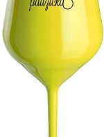 PAUZIČKA - žlutá nerozbitná sklenice na víno 470 ml