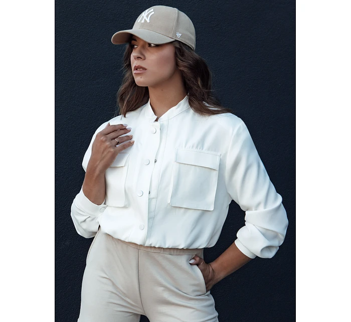 Dámská bunda bomber TY4305 smetanová - FashionStreet