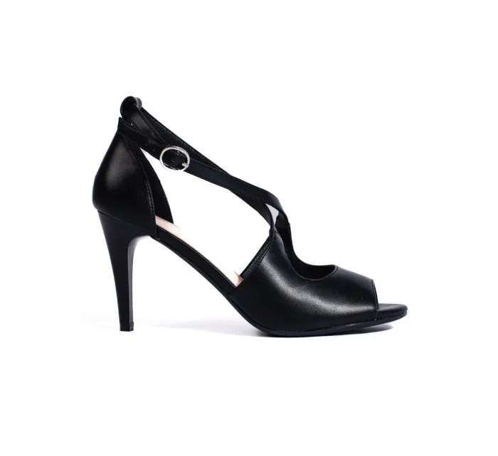 Pěkné dámské černé sandály na jehlovém podpatku Pěkné dámské černé sandály na jehlovém podpatku