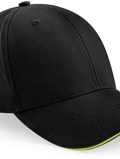 Beechfield B 20 6 panelová sandwich kšiltovka "Athleisure" 53.0020 black/lime green