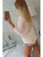 Halenka s 3D grafikou plameňáka pudrově růžová