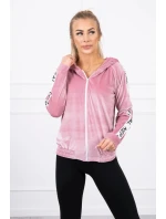 Velurová mikina s kapucí pudrově růžová Velurová mikina s kapucí pudrově růžová