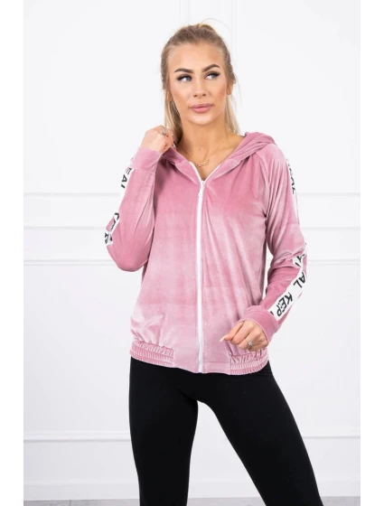 Velurová mikina s kapucí pudrově růžová Velurová mikina s kapucí pudrově růžová