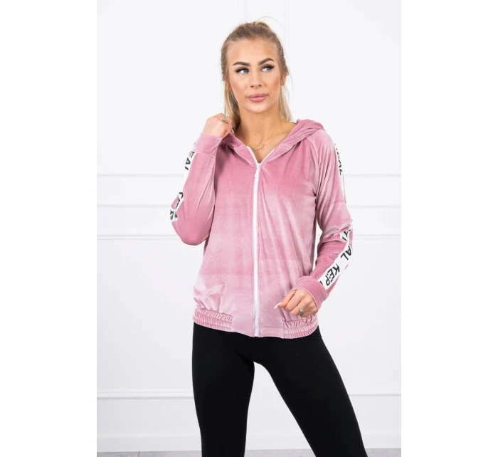 Velurová mikina s kapucí pudrově růžová Velurová mikina s kapucí pudrově růžová
