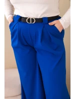 Dámské kalhoty Plus Size viskózové s širokými nohavicemi a páskem model 21886619 - K-Fashion