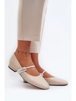 Dámské kožené na ploché podrážce  béžové model 21656270 - Laura Messi