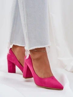 Dámské Lodičky Na Klínku Eko Velur Fuchsie Florena