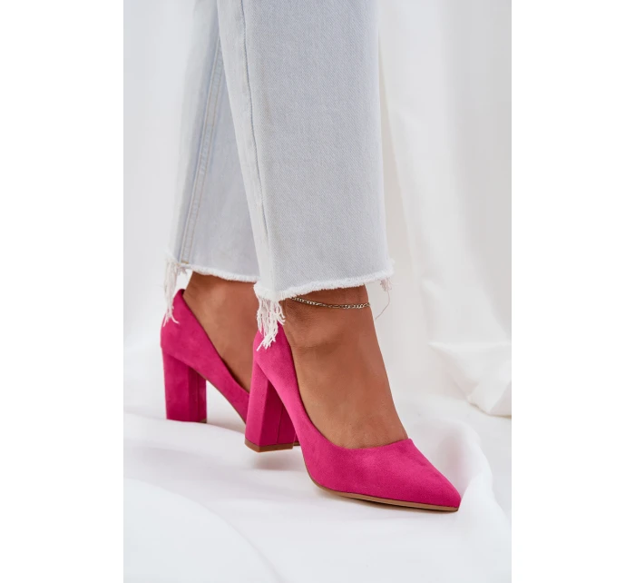 Dámské Lodičky Na Klínku Eko Velur Fuchsie Florena
