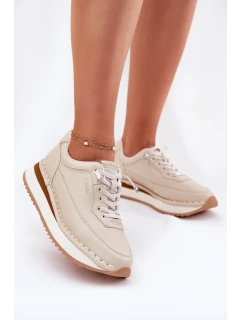 Kožené Dámské Tenisky Na Platformě Big Star RR274A334 Béžové