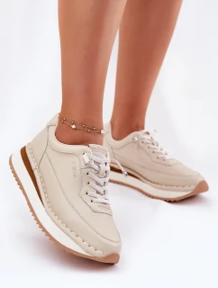 Kožené Dámské Tenisky Na Platformě Big Star model 21693127 Béžové - Big Star Shoes