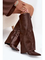 Zateplené Kozačky Na Jehlovém Podpatku S Svrškem Čokoládové model 21704865 - Boto