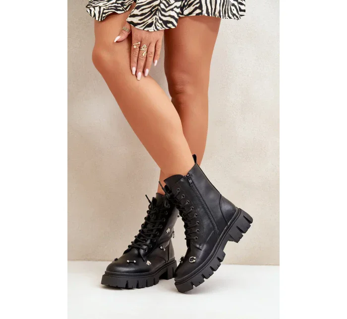 Dámské Workery Boty S Ozdobami Eko Kožené Černé Cadenilla Dámské Workery Boty S Ozdobami Eko Kožené Černé Cadenilla