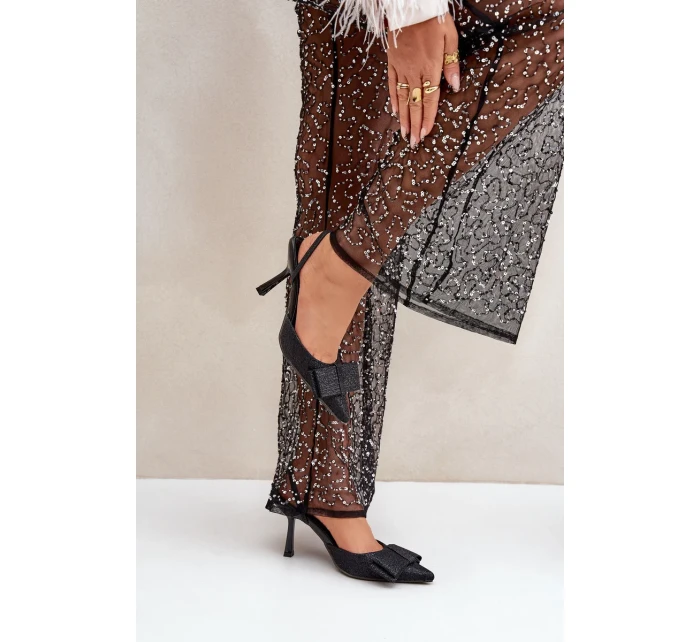 Lesklé lodičky s mašlí černé Gredan