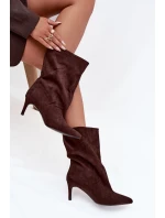 Dámské kotníkové boty na jehlovém podpatku Solvienne – čokoládové Dámské kotníkové boty na jehlovém podpatku Solvienne – čokoládové