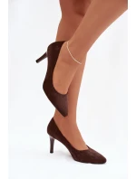 Dámské eko-semišové lodičky Sergio Leone – čokoládové 