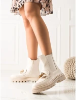 Klasické kotníčkové boty hnědé dámské na plochém podpatku Klasické kotníčkové boty hnědé dámské na plochém podpatku