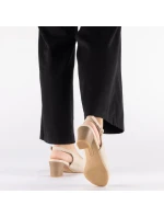 Béžové kožené lodičky s otevřenou špičkou Rieker 44651-60