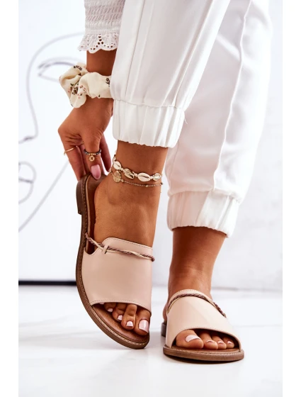 Kožené Nazouváky Lewski Shoes model 21558572 Béžové - Boto