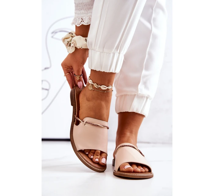 Kožené Nazouváky Lewski Shoes model 21558572 Béžové - Boto