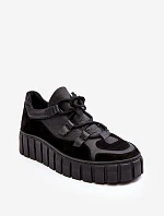 Dámské kožené sportovní boty na platformě M01/1 Zazoo Černé