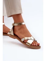 Zazoo 40378 Ploché Dámské Kožené Sandály Zlaté
