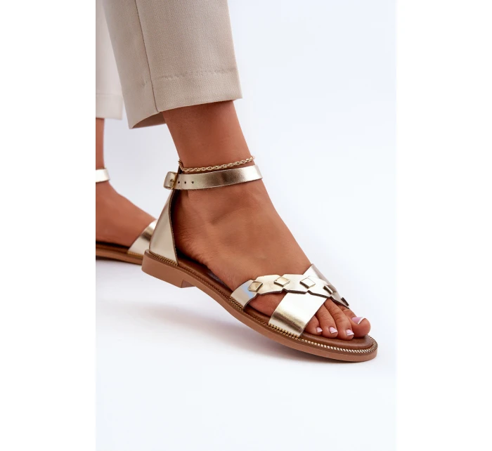 Zazoo 40378 Ploché Dámské Kožené Sandály Zlaté