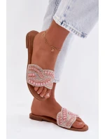 Zdobené dámské ploché nazouváky růžové Dovima Zdobené dámské ploché nazouváky růžové Dovima