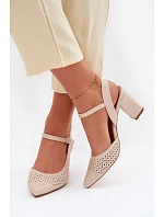 sandály na podpatku  světle béžové model 22095170 - SERGIO LEONE