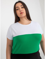 Bílá a zelená dámská pruhovaná halenka plus size