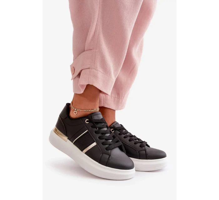 Módní Dámské Tenisky Na Platformě Z Eko Kůže Černé Nevisase Módní Dámské Tenisky Na Platformě Z Eko Kůže Černé Nevisase