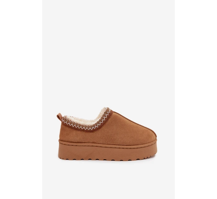 Dámské nízké sněhule Taliah na platformě s vyšíváním – camel