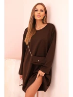 Dámské šaty volného střihu s na řetízku Tmavě fialová model 21470044 - Kesi