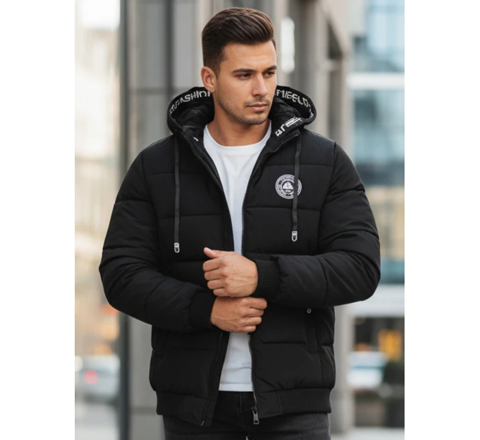 Pánská prošívaná zimní bunda s kapucí černá FashionStreet TX5072