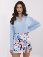 Světle modro-růžová květovaná krátká dámská šortko-sukně (A8933)