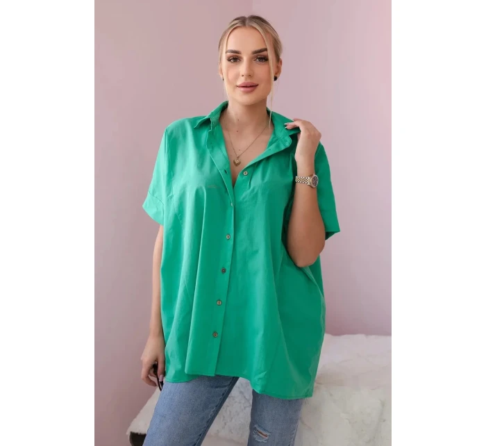 Bavlněná košile s krátkým rukávem zelený