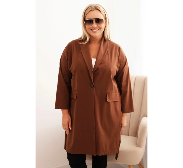 Dámská model 21268047 Plus Size Punto s bavlnou na knoflík čokoládová - K-Fashion