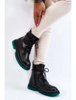 Dámské šněrovací boty se zelenou podrážkou černá model 21605506 - EVENTO