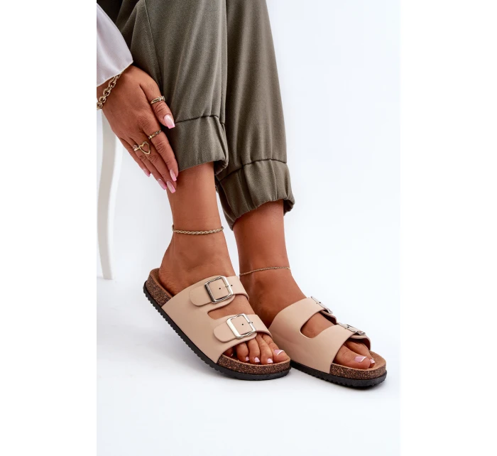 Dámské sandály s přezkami béžové model 21653020 - Boto Dámské sandály s přezkami béžové model 21653020 - Boto