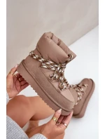 Semišové dámské sněhule s hrubým šněrováním D.Franklin DFSH375003 Taupe